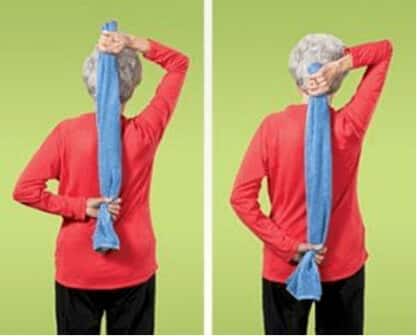 towel stretch for shoulder